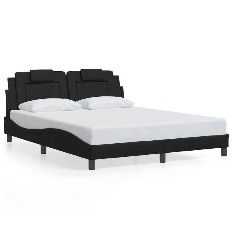 Casa si Gradina - Mobilier - Paturi si accesorii - Paturi - Cadru de pat cu lumini LED, negru, 160x200 cm, piele ecologica - Infinity.ro