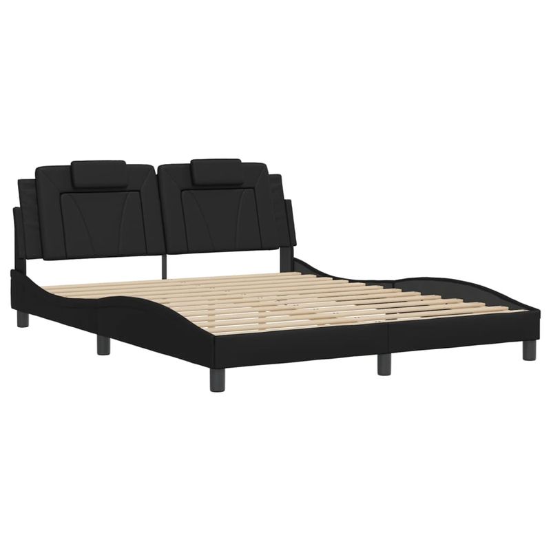 Casa si Gradina - Mobilier - Paturi si accesorii - Paturi - Cadru de pat cu lumini LED, negru, 160x200 cm, piele ecologica - Infinity.ro