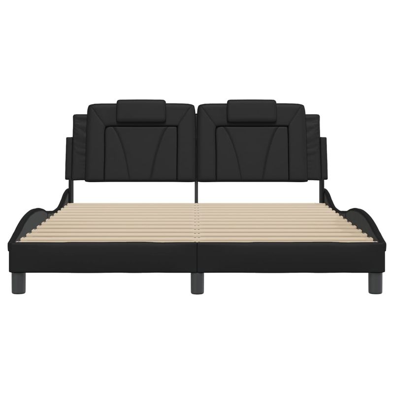 Casa si Gradina - Mobilier - Paturi si accesorii - Paturi - Cadru de pat cu lumini LED, negru, 160x200 cm, piele ecologica - Infinity.ro