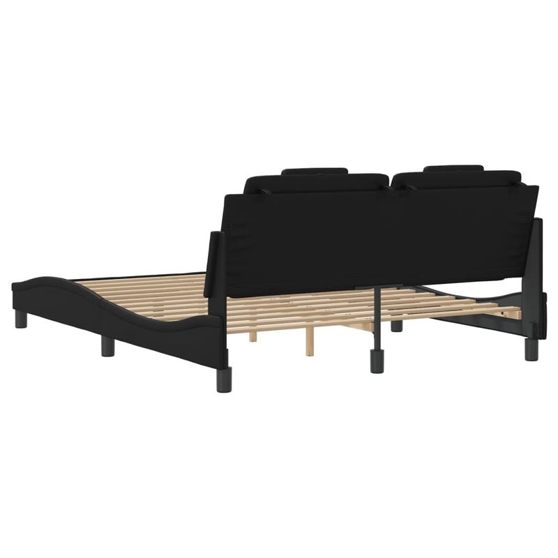 Casa si Gradina - Mobilier - Paturi si accesorii - Paturi - Cadru de pat cu lumini LED, negru, 160x200 cm, piele ecologica - Infinity.ro