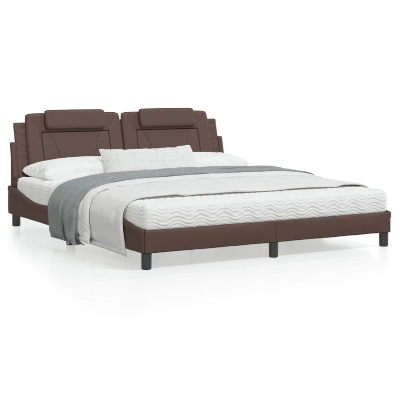 Casa si Gradina - Mobilier - Paturi si accesorii - Paturi - Cadru de pat cu tablie, maro, 180x200 cm, piele ecologica - Infinity.ro