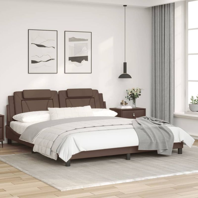 Casa si Gradina - Mobilier - Paturi si accesorii - Paturi - Cadru de pat cu tablie, maro, 180x200 cm, piele ecologica - Infinity.ro