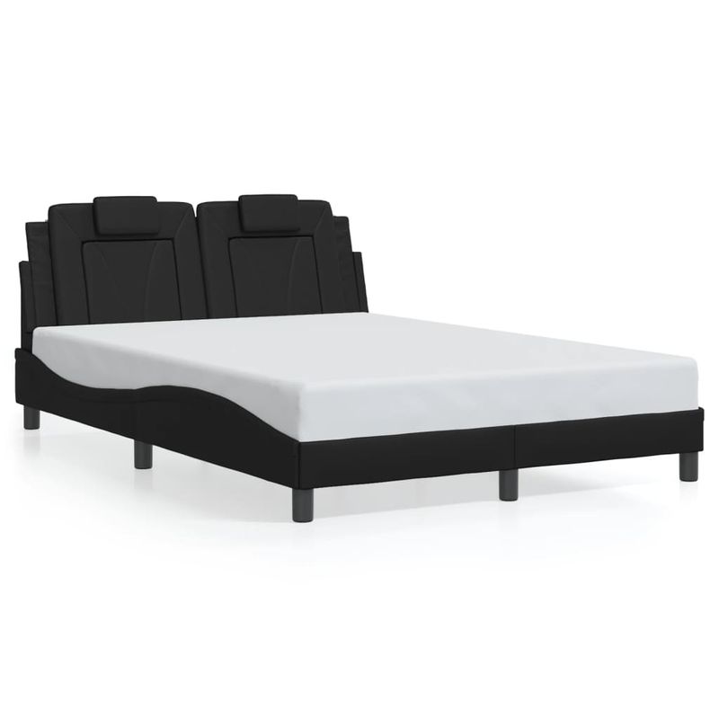 Casa si Gradina - Mobilier - Paturi si accesorii - Paturi - Cadru de pat cu lumini LED, negru, 140x190 cm, piele ecologica - Infinity.ro