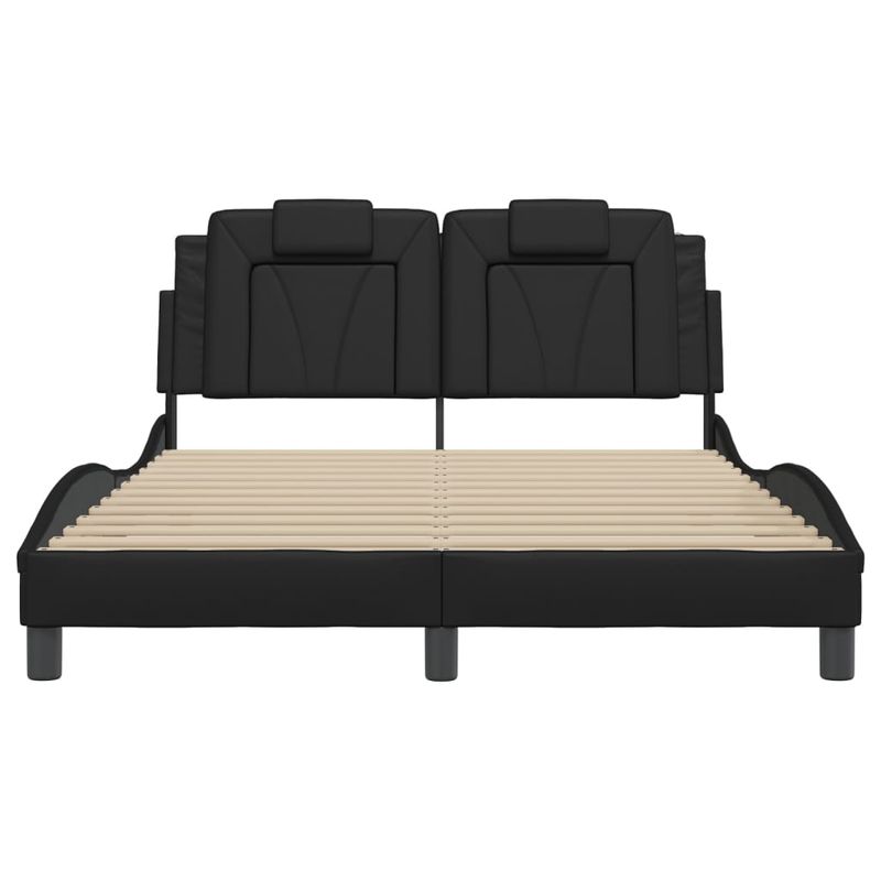 Casa si Gradina - Mobilier - Paturi si accesorii - Paturi - Cadru de pat cu lumini LED, negru, 140x190 cm, piele ecologica - Infinity.ro