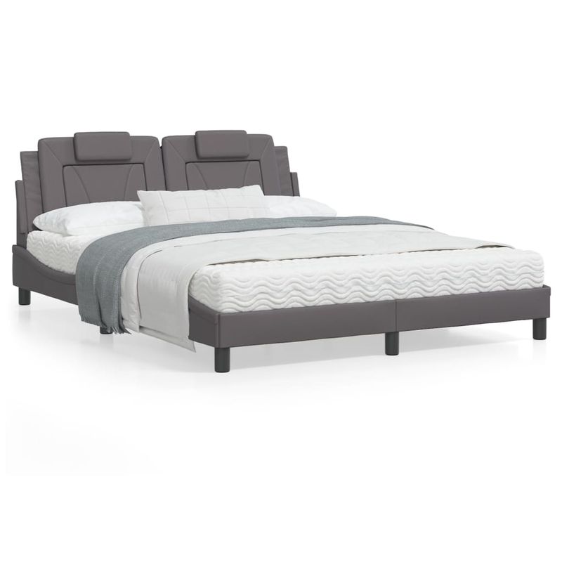 Casa si Gradina - Mobilier - Paturi si accesorii - Paturi - Cadru de pat cu tablie, gri, 160x200 cm, piele ecologica - Infinity.ro