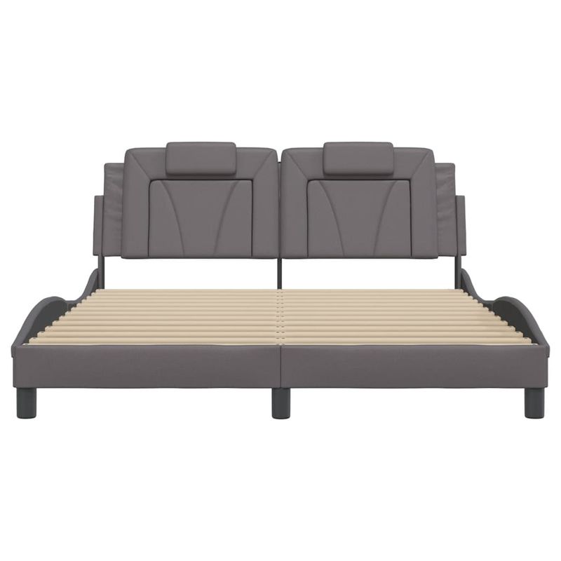 Casa si Gradina - Mobilier - Paturi si accesorii - Paturi - Cadru de pat cu tablie, gri, 160x200 cm, piele ecologica - Infinity.ro