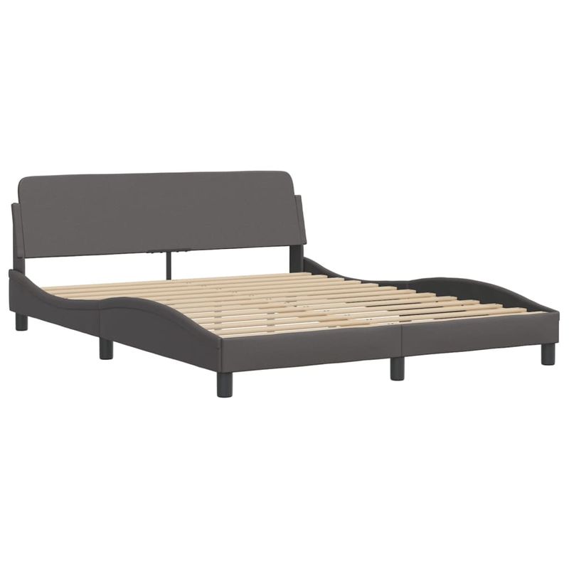 Casa si Gradina - Mobilier - Paturi si accesorii - Paturi - Cadru de pat cu tablie, gri, 160x200 cm, piele ecologica - Infinity.ro