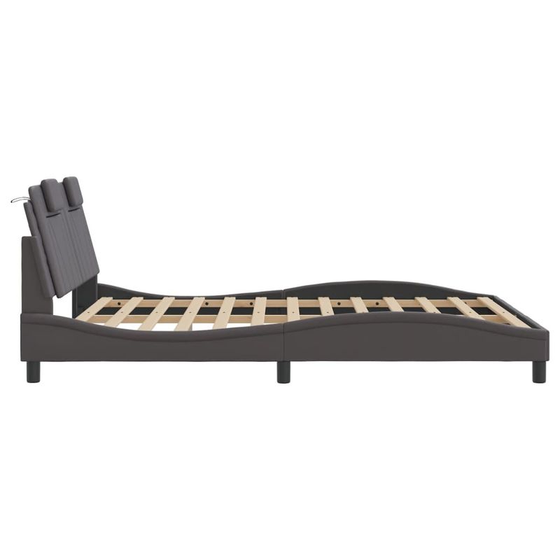 Casa si Gradina - Mobilier - Paturi si accesorii - Paturi - Cadru de pat cu tablie, gri, 160x200 cm, piele ecologica - Infinity.ro