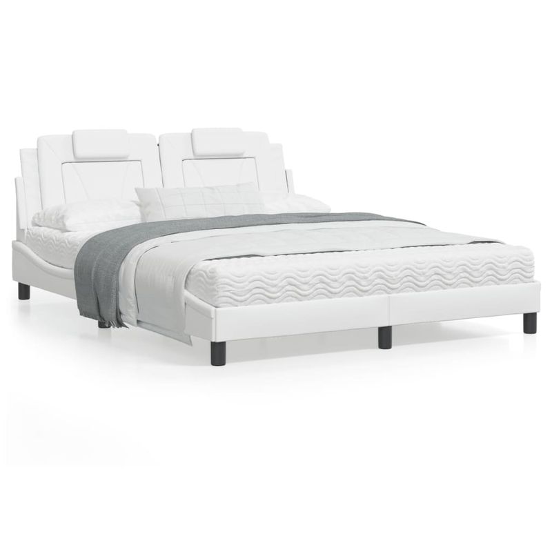 Casa si Gradina - Mobilier - Paturi si accesorii - Paturi - Cadru de pat cu tablie, alb, 160x200 cm, piele ecologica - Infinity.ro