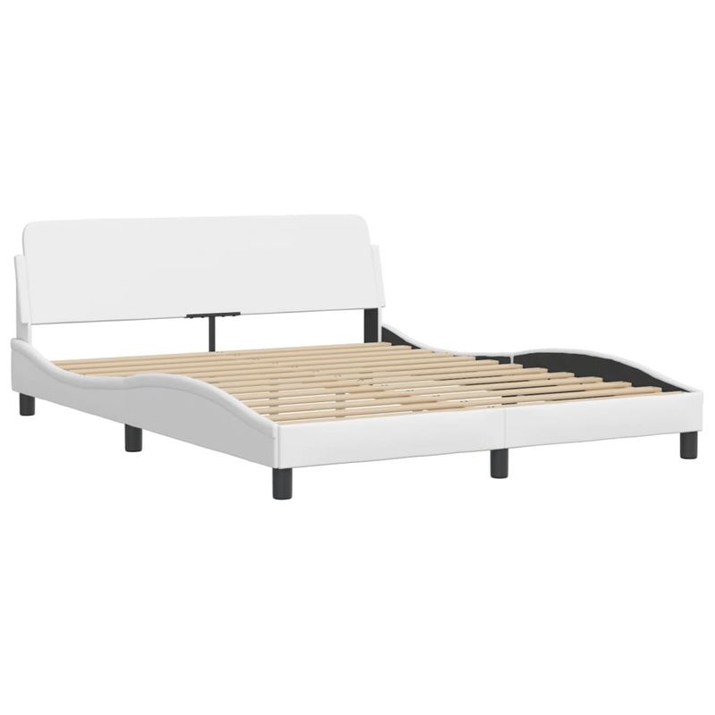 Casa si Gradina - Mobilier - Paturi si accesorii - Paturi - Cadru de pat cu tablie, alb, 160x200 cm, piele ecologica - Infinity.ro