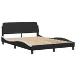 Casa si Gradina - Mobilier - Paturi si accesorii - Paturi - Cadru de pat cu lumini LED negru/alb 140x190 cm piele ecologica - Infinity.ro