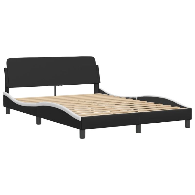 Casa si Gradina - Mobilier - Paturi si accesorii - Paturi - Cadru de pat cu lumini LED negru/alb 140x190 cm piele ecologica - Infinity.ro