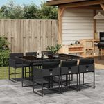 Casa si Gradina - Gradina si terasa - Mobilier exterior - Seturi mobila gradina - Set mobilier de gradina cu perne, 7 piese, negru, poliratan - Infinity.ro