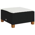 Casa si Gradina - Gradina si terasa - Mobilier exterior - Scaune si sezlonguri gradina - Taburet de gradina cu pernă, negru, 63,5x56x32 cm, poliratan, model țesătură plină - Infinity.ro