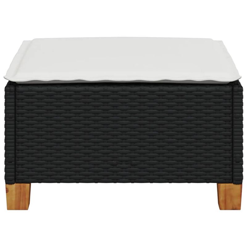 Casa si Gradina - Gradina si terasa - Mobilier exterior - Scaune si sezlonguri gradina - Taburet de gradina cu pernă, negru, 63,5x56x32 cm, poliratan, model țesătură plină - Infinity.ro