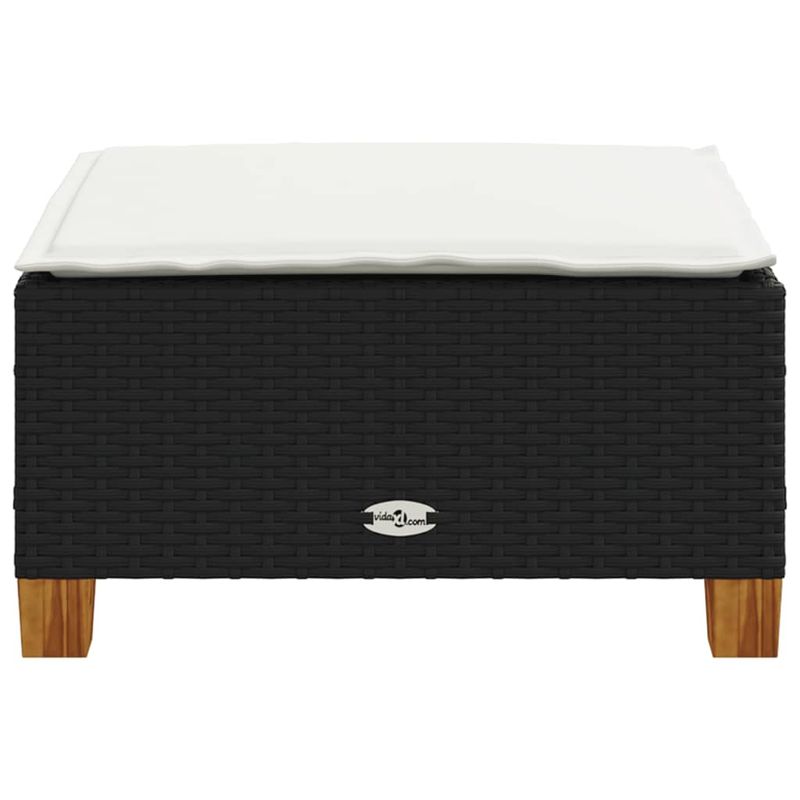 Casa si Gradina - Gradina si terasa - Mobilier exterior - Scaune si sezlonguri gradina - Taburet de gradina cu pernă, negru, 63,5x56x32 cm, poliratan, model țesătură plină - Infinity.ro