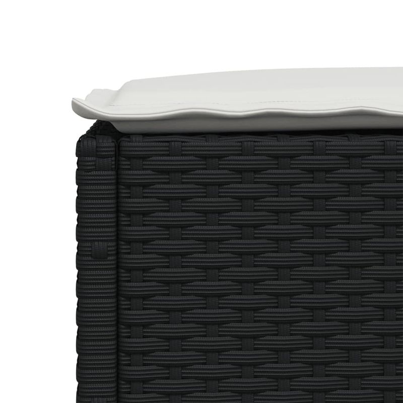 Casa si Gradina - Gradina si terasa - Mobilier exterior - Scaune si sezlonguri gradina - Taburet de gradina cu pernă, negru, 63,5x56x32 cm, poliratan, model țesătură plină - Infinity.ro