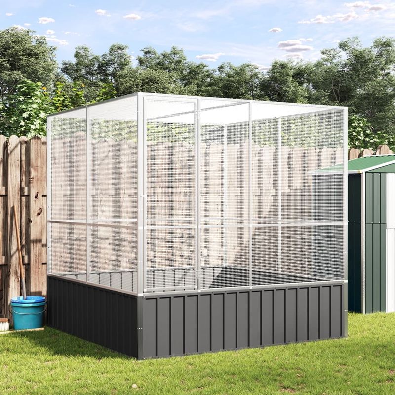 Petshop - Accesorii petshop - Culcusuri si custi - Tarcuri si colivii - Voliera de pasari, 211x207x212 cm, otel - Infinity.ro