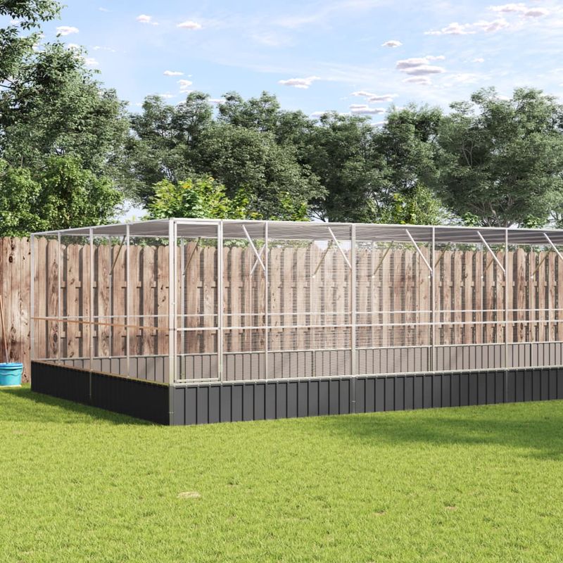 Petshop - Accesorii petshop - Culcusuri si custi - Tarcuri si colivii - Voliera de pasari cu extensie, argintiu, 1246x414x212 cm, otel - Infinity.ro