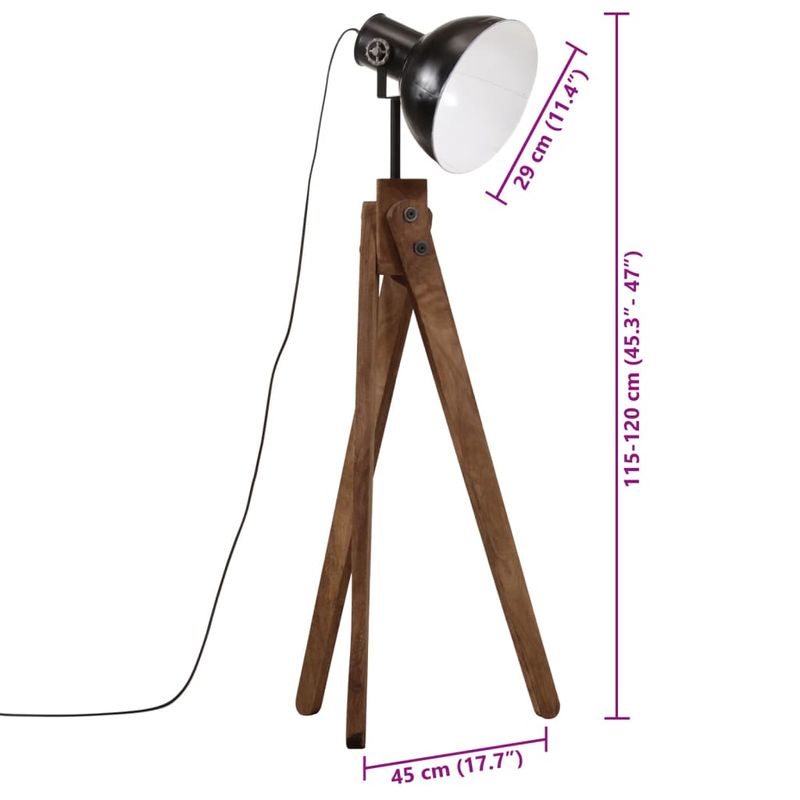 Casa si Gradina - Corpuri si surse de iluminat - Veioze si lampi - Lampadare - Lampa de podea 25 W, negru, 45x45x120 cm, E27 - Infinity.ro