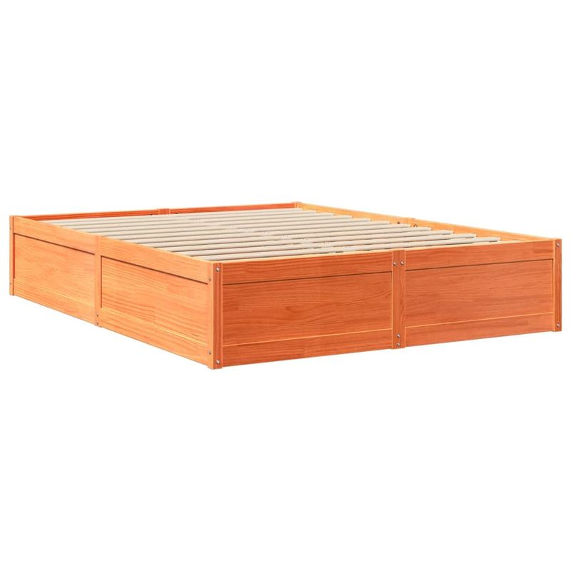 Casa si Gradina - Mobilier - Paturi si accesorii - Paturi - Pat cu saltea, maro ceruit, 140x200 cm, lemn masiv pin - Infinity.ro