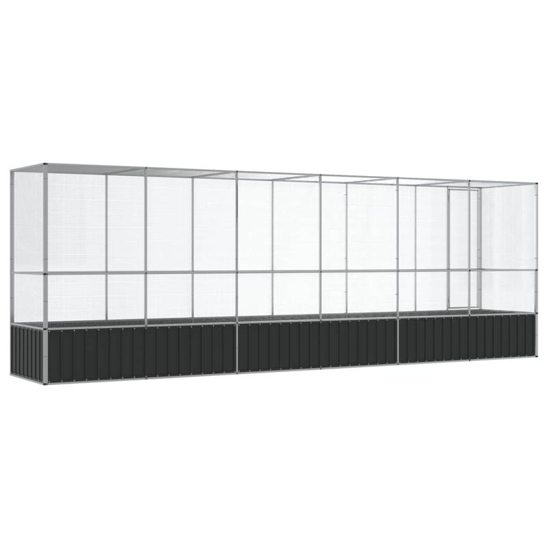 Petshop - Accesorii petshop - Culcusuri si custi - Tarcuri si colivii - Voliera de pasari cu extensie, argintiu, 626,5x107x212 cm, otel - Infinity.ro