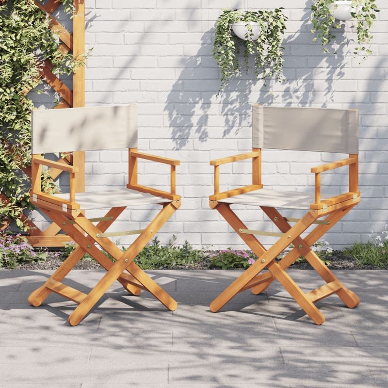 Casa si Gradina - Gradina si terasa - Mobilier exterior - Scaune si sezlonguri gradina - Scaune de gradina pliante, 2 buc., alb crem, material textil - Infinity.ro