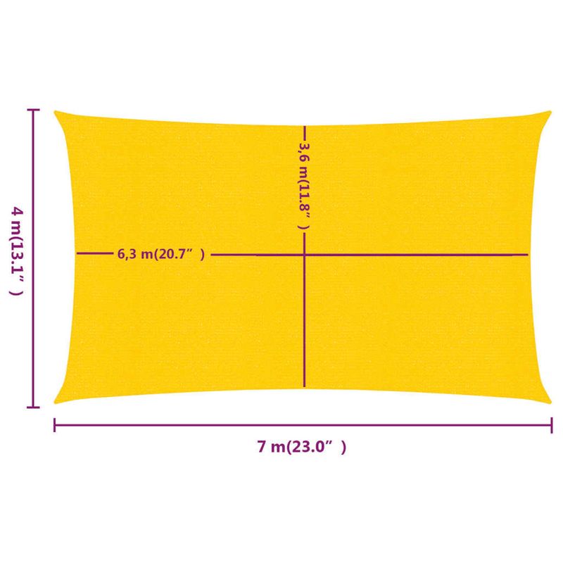 Casa si Gradina - Gradina si terasa - Umbrele si pavilioane - Umbrele - Panza parasolar, galben dreptunghiular 4x7 m, HDPE, 160 g/m² - Infinity.ro