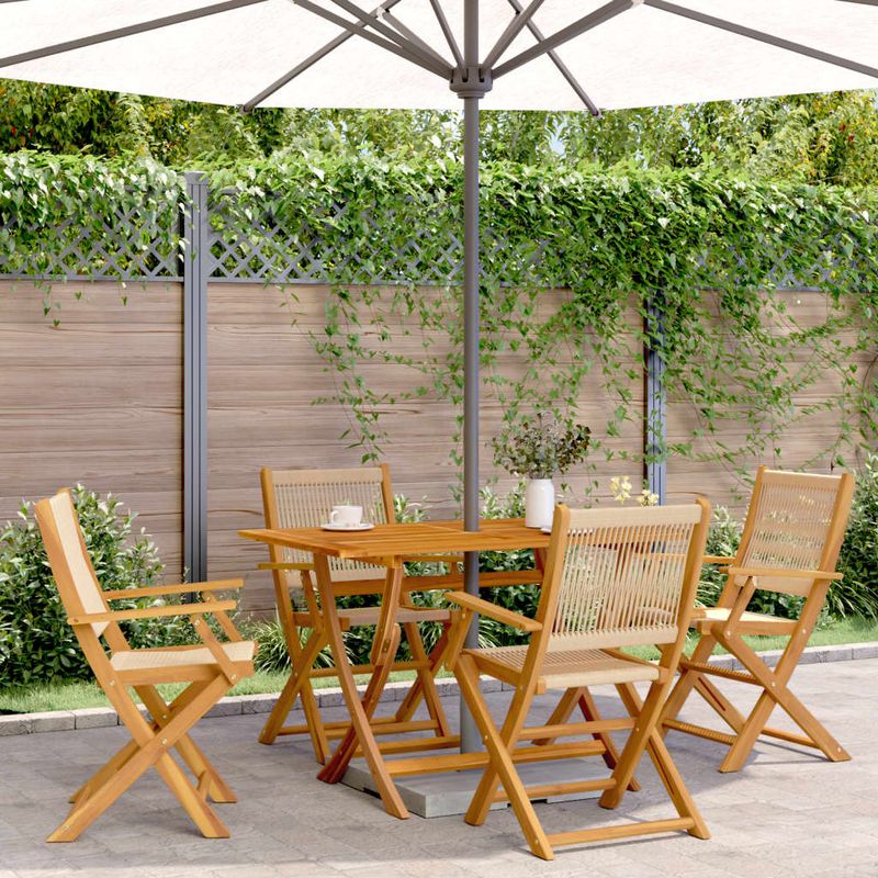 Casa si Gradina - Gradina si terasa - Mobilier exterior - Scaune si sezlonguri gradina - Scaune de gradina pliabile, 4 buc., bej, lemn masiv acacia - Infinity.ro