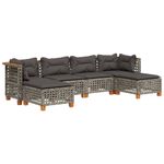 Casa si Gradina - Gradina si terasa - Mobilier exterior - Seturi mobila gradina - Set mobilier gradina cu perne, 6 piese, gri, poliratan - Infinity.ro