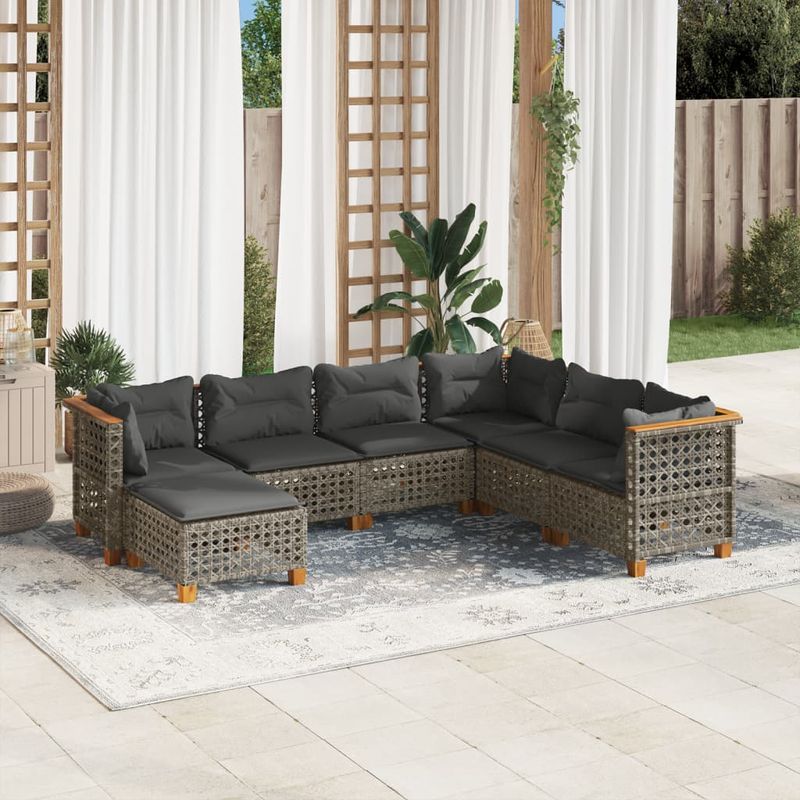 Casa si Gradina - Gradina si terasa - Mobilier exterior - Seturi mobila gradina - Set canapele de gradina, 7 piese, cu perne, gri, poliratan - Infinity.ro