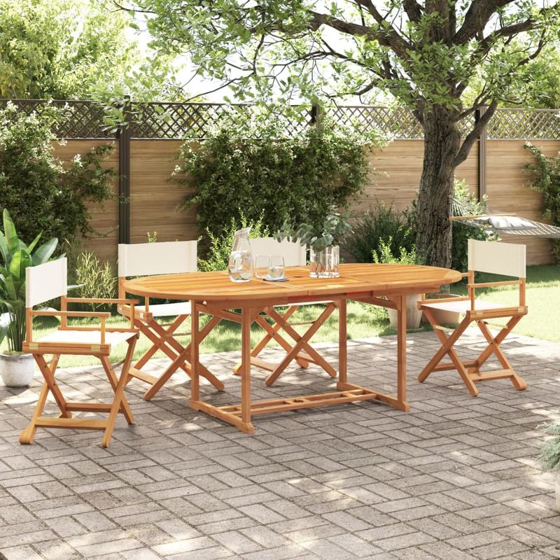 Casa si Gradina - Gradina si terasa - Mobilier exterior - Scaune si sezlonguri gradina - Scaune de gradina pliabile, 4 buc., tesatura alb crem - Infinity.ro