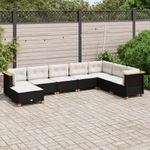 Casa si Gradina - Gradina si terasa - Mobilier exterior - Seturi mobila gradina - Set mobilier de gradina cu perne, 8 piese, negru, poliratan - Infinity.ro