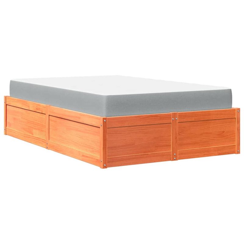 Casa si Gradina - Mobilier - Paturi si accesorii - Paturi - Pat cu saltea, maro ceruit, 140x190 cm, lemn masiv pin - Infinity.ro