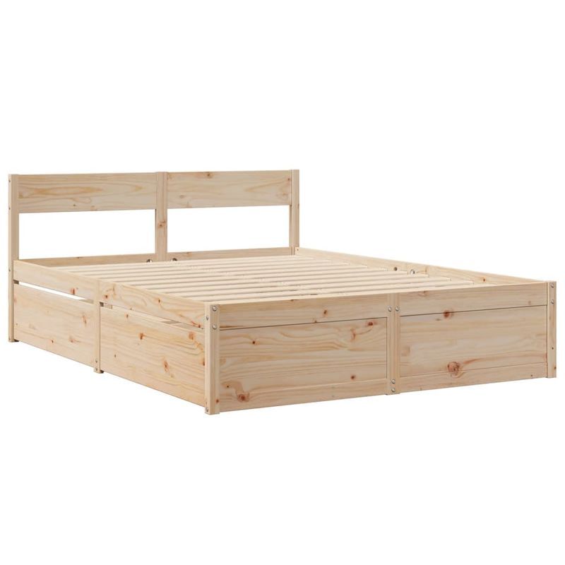 Casa si Gradina - Mobilier - Paturi si accesorii - Paturi - Pat cu sertare si saltea, 160x200 cm, lemn masiv pin - Infinity.ro