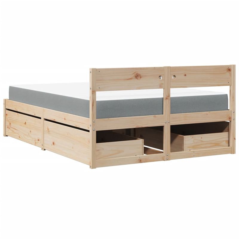 Casa si Gradina - Mobilier - Paturi si accesorii - Paturi - Pat cu sertare si saltea, 120x200 cm, lemn masiv pin - Infinity.ro