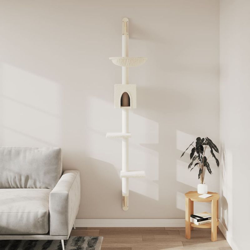 Petshop - Accesorii petshop - Jucarii animale - Ansambluri de joaca - Ansamblu pisici de perete cu stalp de zgariere, crem, 187 cm - Infinity.ro