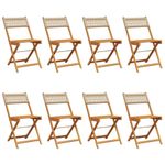 Casa si Gradina - Gradina si terasa - Mobilier exterior - Scaune si sezlonguri gradina - Scaune gradina pliabile 8 buc., bej, poliratan si lemn masiv - Infinity.ro