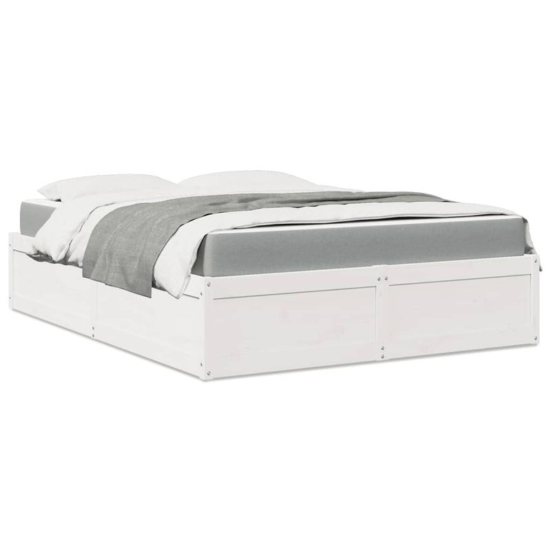 Casa si Gradina - Mobilier - Paturi si accesorii - Paturi - Pat cu saltea, alb, 160x200 cm, lemn masiv pin - Infinity.ro