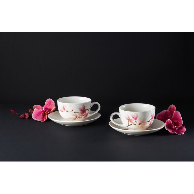 Casa si Gradina - Bucatarie si vesela - Cani si pahare - Cani si cesti - Set servire ceai sau cafea, 12 piese, 6 persoane, portelan, AMBITION Magnolia - Infinity.ro