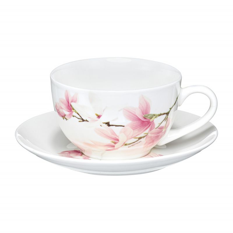 Casa si Gradina - Bucatarie si vesela - Cani si pahare - Cani si cesti - Set servire ceai sau cafea, 12 piese, 6 persoane, portelan, AMBITION Magnolia - Infinity.ro