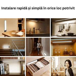 Lampa LED ESPRODYS ultra-subtire, lungime de 20cm cu senzor de miscare suport magnetic portabil lumina alb rece