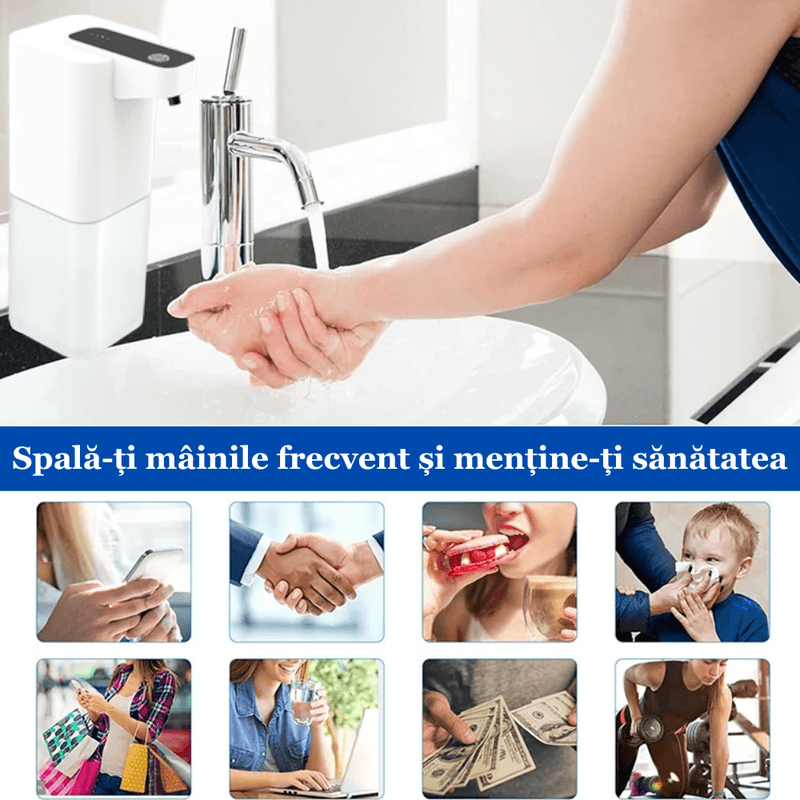 Casa si Gradina - Sanitare - Suporturi si accesorii baie - Dispensere - Dozator/Dispenser automat ESPRODYS cu senzor pentru sapun lichid/spuma/dezinfectant 400ml spumare rapida portabil alb - Infinity.ro