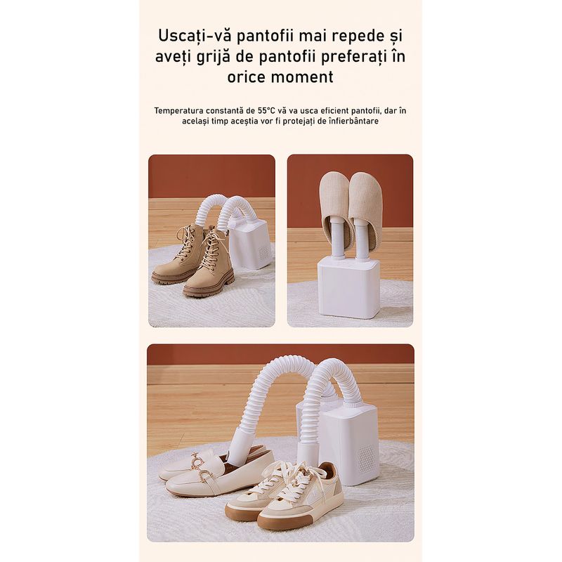Market - Spalare si intretinere rufe - Produse intretinere Incaltaminte - Perii si alte accesorii - Uscator electric BYNOVIS® pentru orice tip de incaltaminte, Usuca inclusiv sosete si manusi, Pliabil, Capacitate 2 perechi, Putere 150W, Termostat automat programat la 55°C, Filtru carbon, Telescopic, - Infinity.ro