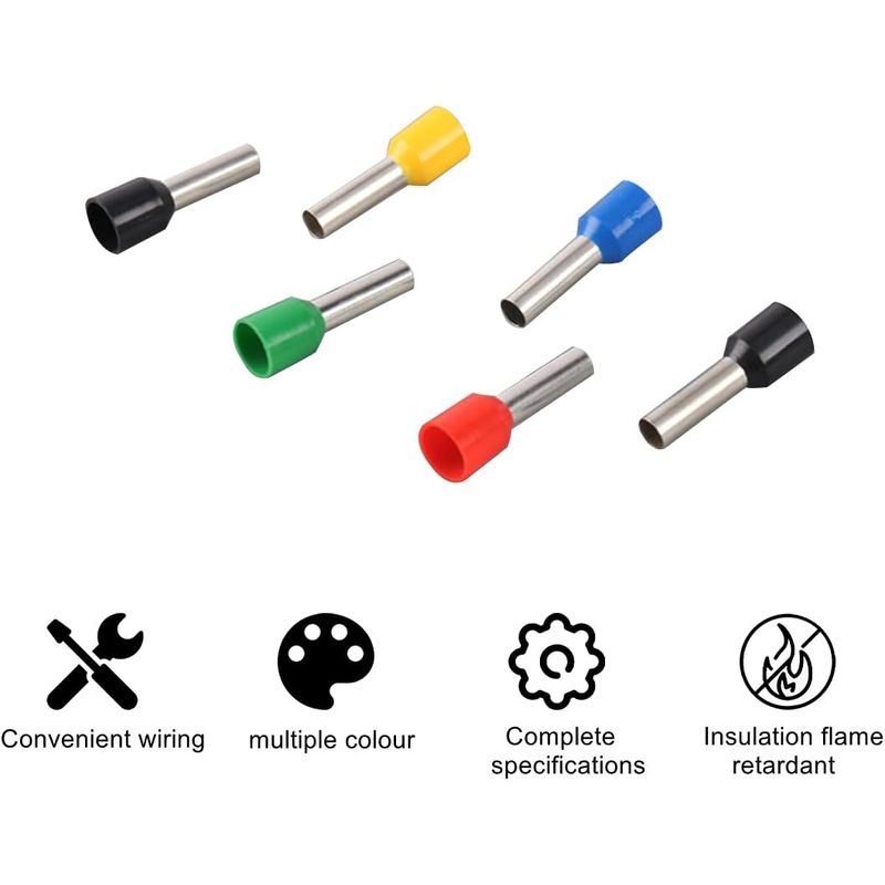 Casa si Gradina - Electrice - Tablouri electrice si accesorii - Set 1200 pini terminali BYNOVIS®, Ferule pentru sertizare, Pini de capat pentru conductori electrici, 0,5 - 16 mm², Izolatie plastic ignifug, Cutie compartimentata, Compatibil cu cleste pentru sertiza - Infinity.ro