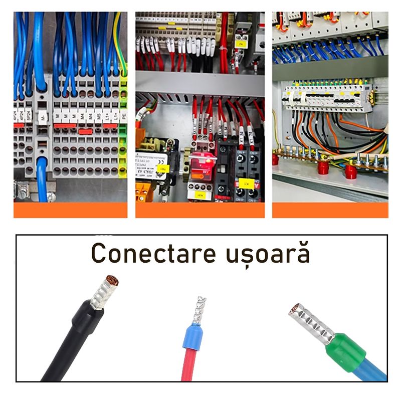 Casa si Gradina - Electrice - Tablouri electrice si accesorii - Set 1200 pini terminali BYNOVIS®, Ferule pentru sertizare, Pini de capat pentru conductori electrici, 0,5 - 16 mm², Izolatie plastic ignifug, Cutie compartimentata, Compatibil cu cleste pentru sertiza - Infinity.ro