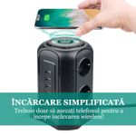 Casa si Gradina - Electrice - Accesorii electrice - Prelungitoare, triple, fise - Prelungitor tip turn, Nivazo, 4 porturi USB 2, 6 prize, incarcare wireless, cablu 2m, protectie la supratensiune, negru - Infinity.ro