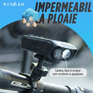 Camera video bicicleta 3 in 1, Nivazo Vision, ecran 2.0 inch IPS, acumulator 2500mAh, inregistare 1080p Full HD