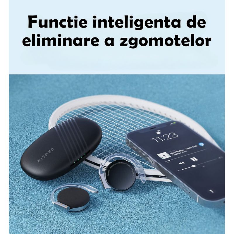 TV, Audio-Video si Foto - Portabile audio - Casti audio - Casti wireless Nivero® Pro Run, perfecte pentru alergat, cu autonomie de 50 h, control prin atingere, tehnologie ENC, microfon dual si protectie impotriva apei - Infinity.ro