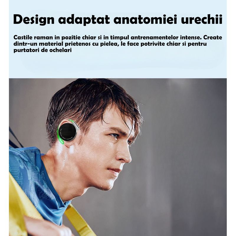 TV, Audio-Video si Foto - Portabile audio - Casti audio - Casti wireless Nivero® Pro Run, perfecte pentru alergat, cu autonomie de 50 h, control prin atingere, tehnologie ENC, microfon dual si protectie impotriva apei - Infinity.ro